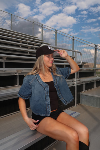 Hidden Dark Wash Cropped Shirt