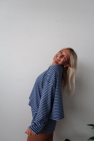 Cozy Blue Striped Long Sleeve