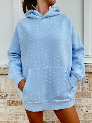 Light Blue Polka Dot Hoodie
