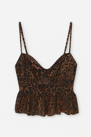 Leopard Print Ruffle Tank Top