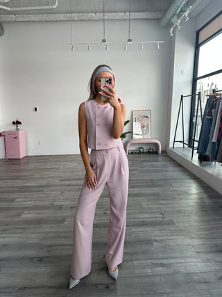 Light Pink Houndstooth Trousers