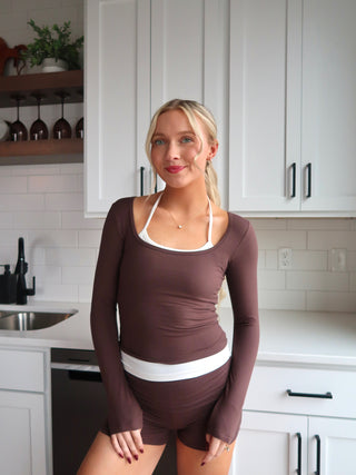 Flow Layer Long Sleeve - Brown/White