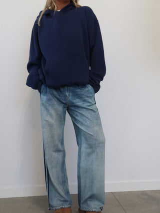 Faux Denim Track Pants