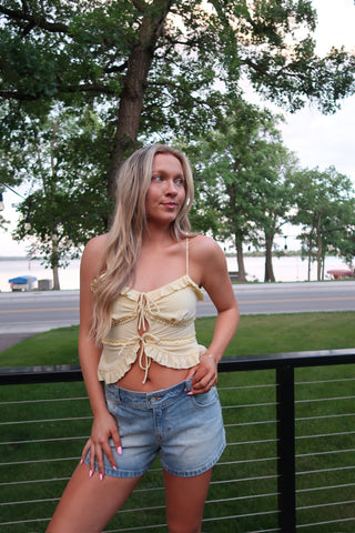 Butter Ruffled Spaghetti Strap Cami Top