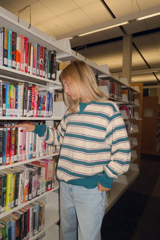 Oversized Retro Striped Crewneck