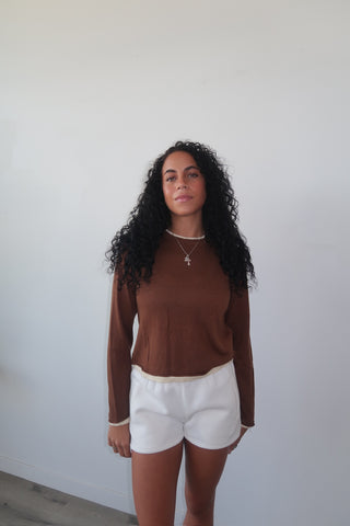 Chocolate O-Neck Pullover Sweater