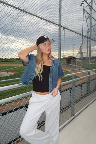 Hidden Dark Wash Cropped Shirt