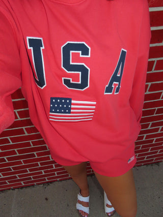 “USA” Long Sleeve Crewneck Oversized Sweatshirt