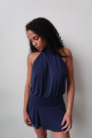 High Neck Navy Mini Dress