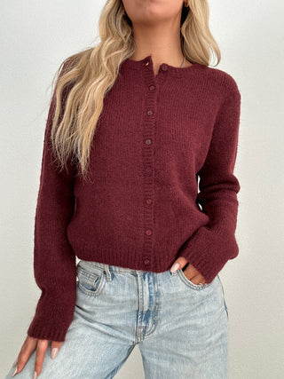 Burgundy Button Down Cardigan