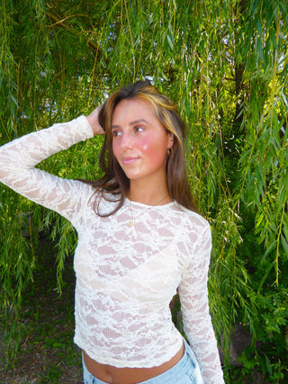 Cream Mesh Long Sleeve