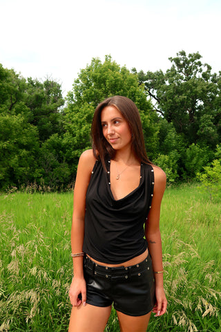 Black Leather Micro Shorts