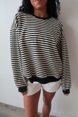 Black & White Striped Relaxed Pullover