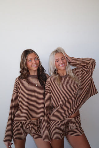 Cozy Brown Striped Long Sleeve