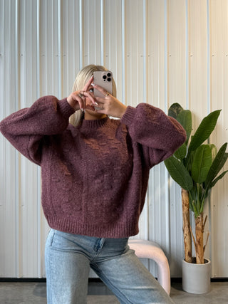 Wine Round Neck Sweater