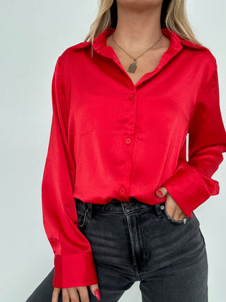 Satin Button Down Blouse