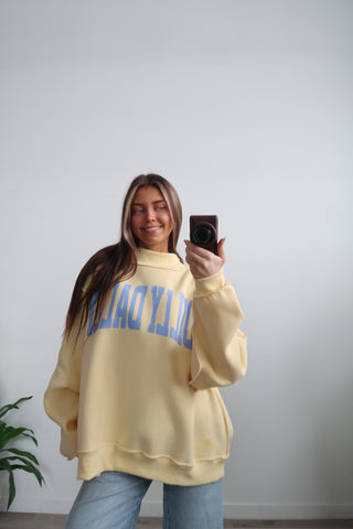 Pale Yellow & baby Blue "Dilly Dally" Mock Neck