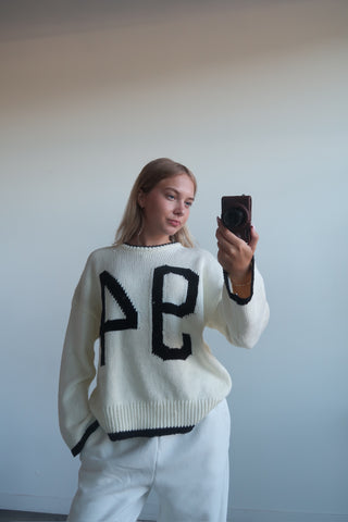 Knit “94” Cream & Black Jersey Sweater