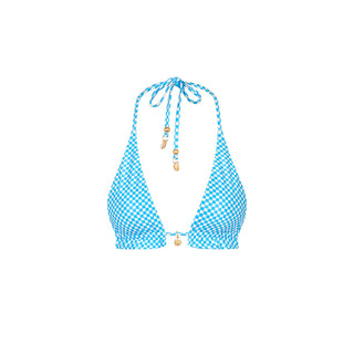 Kulani Kini Frill Halter Bralette Bikini Top - Checkmate