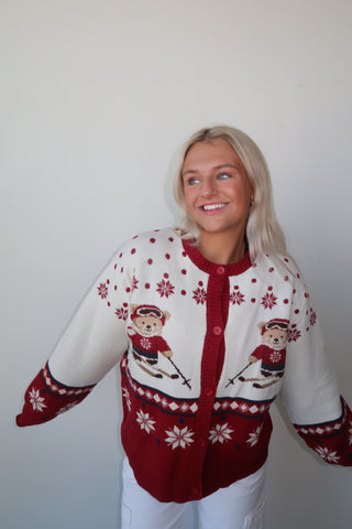 Ski Bear Cardigan Sweater
