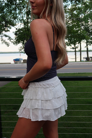 White Polka Dot Mini Skort