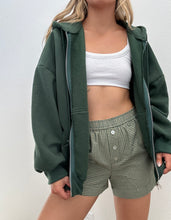 Load image into Gallery viewer, Hunter Green Zip Up Hoodie
