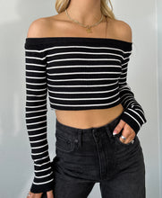 Load image into Gallery viewer, Off The Should Striped Sweater Long Sleeve
