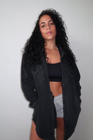 Snap On Shacket With Pockets