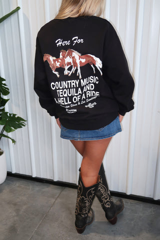 Los Sundays Tequila “The Hell Of A Ride Crewneck” - Black