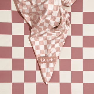 Kitsch Extra Large Quick-Dry Hair Towel Wrap - Terracotta Checker