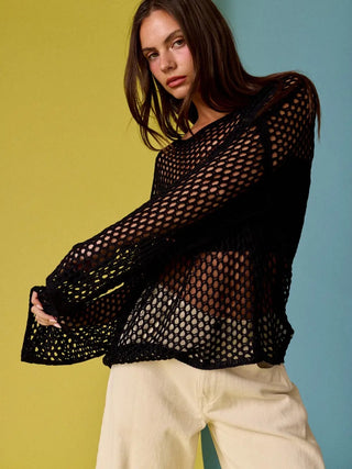 Black Crochet Long Sleeve