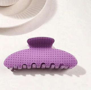 Purple Polka Dot Oval Hair Clip