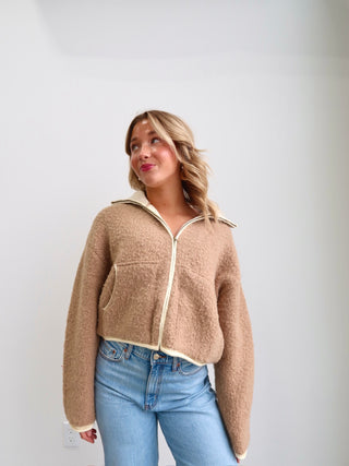 Tan Fuzzy Zip Up
