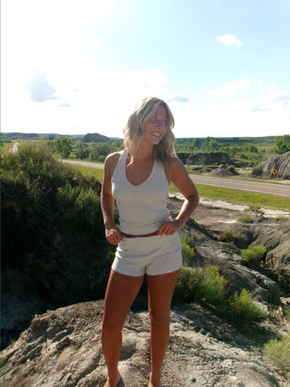 White and Black Striped Halter Tank