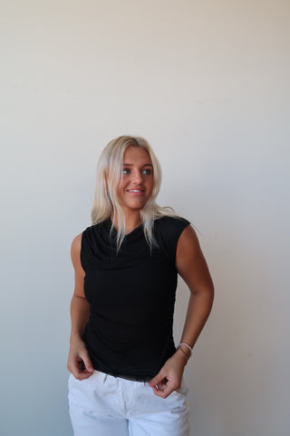 Black Mesh Sleeveless Top