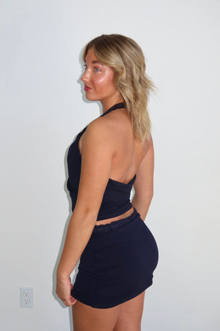 Deep Navy Lace Detail Skort