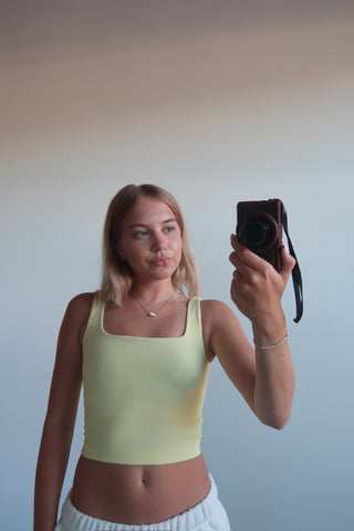 Ribbed Square Neck Sleeveless Crop Top