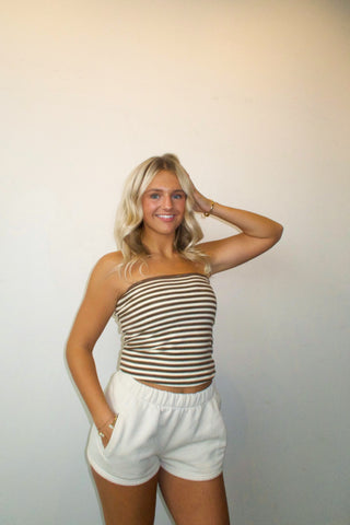 Brown Striped Cozy Tube Top