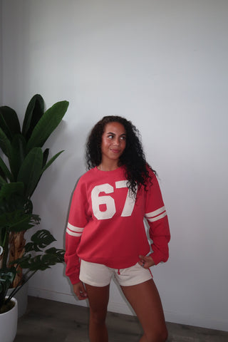 Oversized “67” Patchwork Crewneck