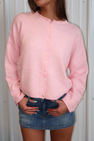 Baby Pink Button Down Cardigan