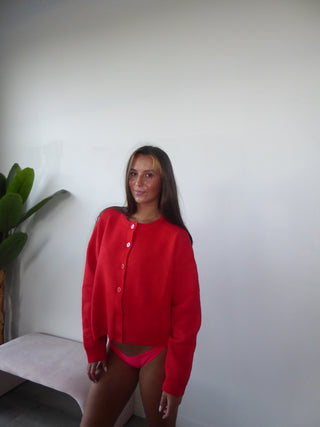 Red Button Down Sweater