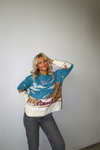 Winter Wonderland Dark Aqua Sweater