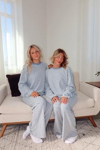 Dusty Blue Striped Lounge Pants