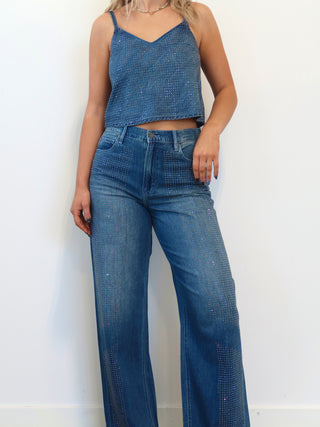 Hidden Abbey Rhinestone Cropped Tank Top