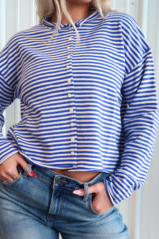 Elisa Blue & White Stipe Lightweight Cardigan