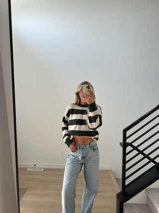 Green And Ivory Stripe Sweater