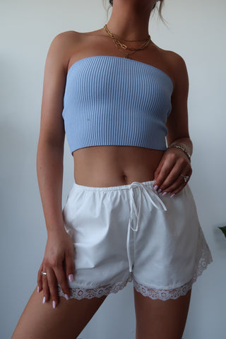 Light Blue Ribbed Tube Top
