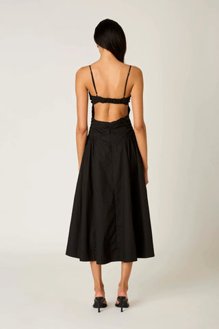 Black Ruched Midi Dress