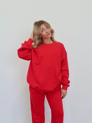 Red Staple Oversized Crewneck