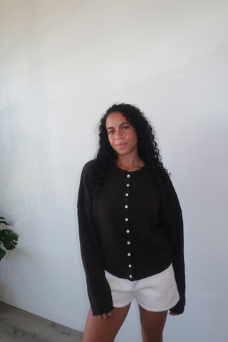 Chocolate Button Down Cardigan